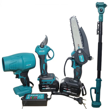 ΠΡΟΩΘΗΤΙΚΟ ΣΕΤ 4 σε 1 – φυσητήρας, ψαλίδι κλαδέματος, μίνι αλυσοπρίονο με λίπανση 18 εκ. και τηλεσκοπικός κοντός + 3 μπαταρίες 36V 8Ah