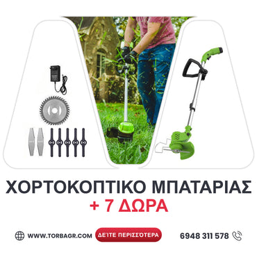 <tc>ΧΟΡΤΟΚΟΠΤΙΚΟ ΜΠΑΤΑΡΙΑΣ WerkBull με 2 ΜΠΑΤΑΡΙΕΣ + 7 ΔΩΡΑ

</tc>