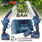 <tc>Μίνι Αλυσοπρίονο KraftWorld 36V 8Ah με Αυτόματη Λίπανση, Δύο Μπαταρίες και Δύο Αλυσίδες</tc>